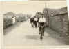 LUIS con su bici y SEBASTIAN con sus mulos en la carretera, ésta , aún de tierra.  Año. 19xx - foto: Luis y Angela